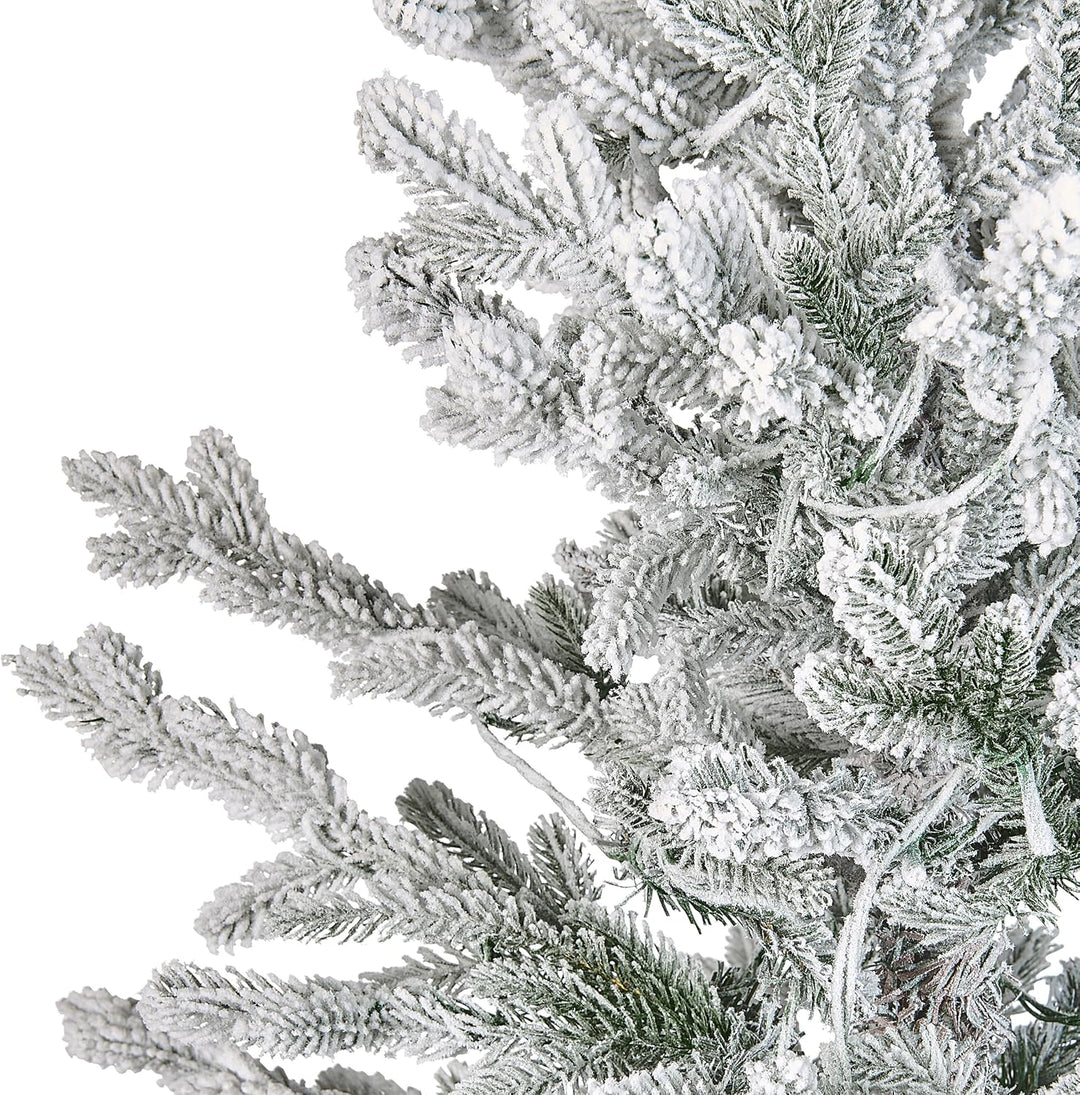 Künstlicher Weihnachtsbaum grün/weiss 180 cm mit LED Lichtern Kunstschnee Brisco