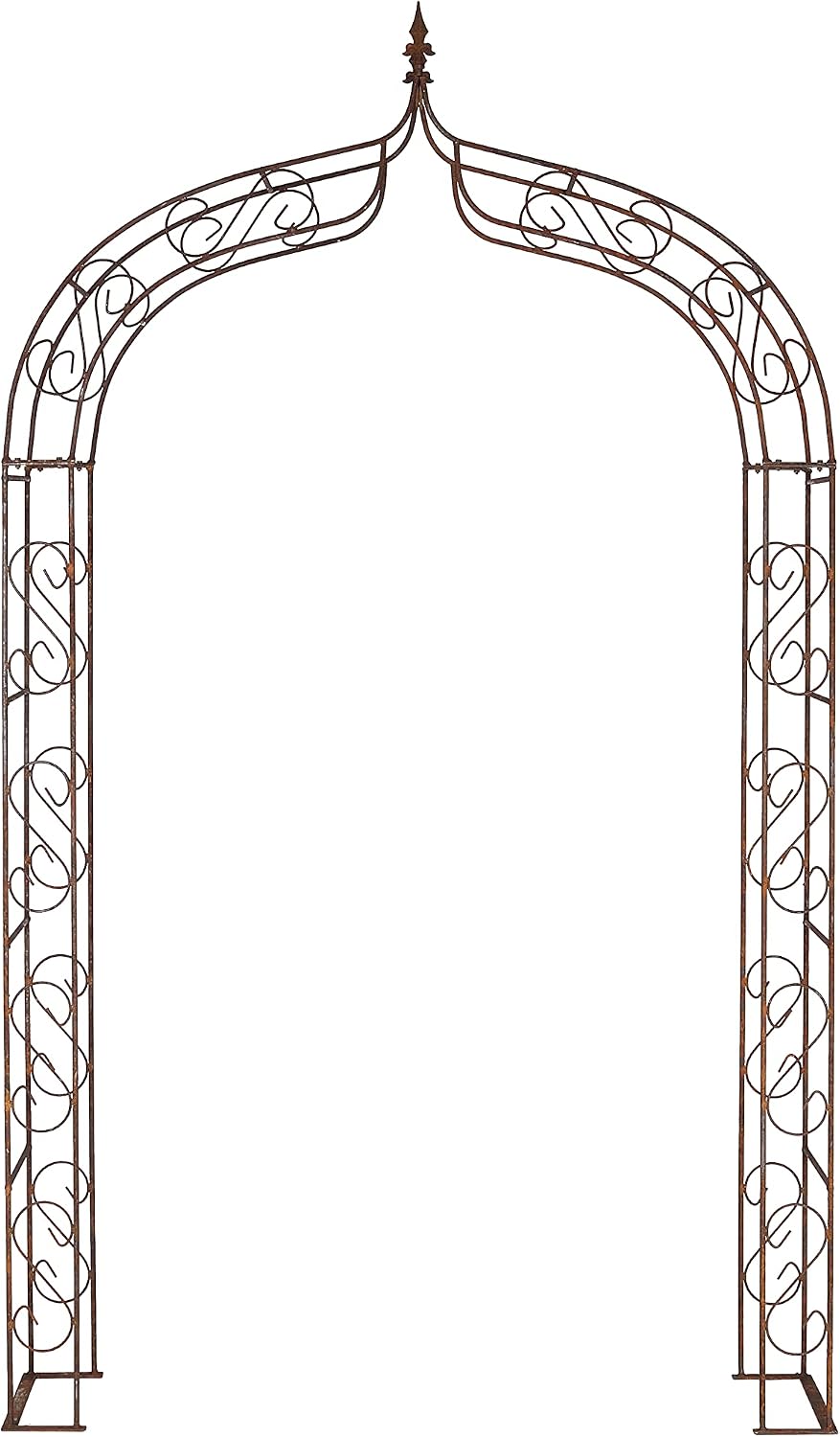 Hirsch Terracotta Rosenbogen Breite 140 cm aus Metall 12 mm stabil mit Spitze, aus Vollmaterial mit