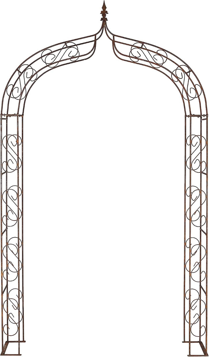 Hirsch Terracotta Rosenbogen Breite 140 cm aus Metall 12 mm stabil mit Spitze, aus Vollmaterial mit