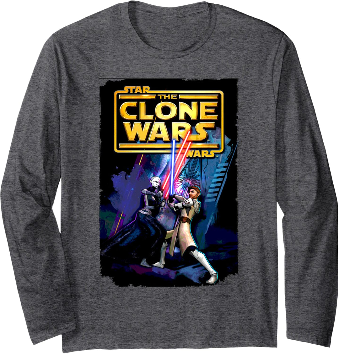 Star Wars Clone Wars Obi-Wan Kenobi and Asajj Ventress Langarmshirt