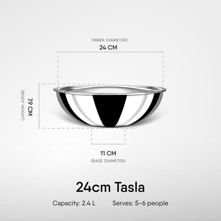 Stahl Triply Edelstahl Tasla mit Deckel I Triply Edelstahl-Kochgeschirr I dreilagiges Tasla Kadai mi