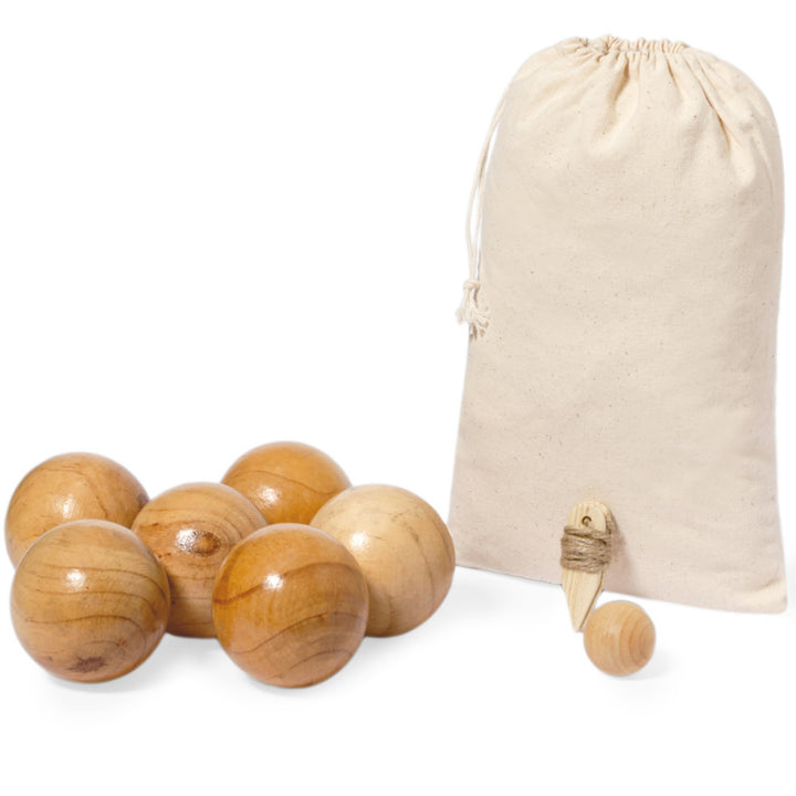 noTrash2003 6 Boccia Kugeln Boule Kugeln aus Massivholz mit Boulekegel Abstandsmesser, Bouleset Peta
