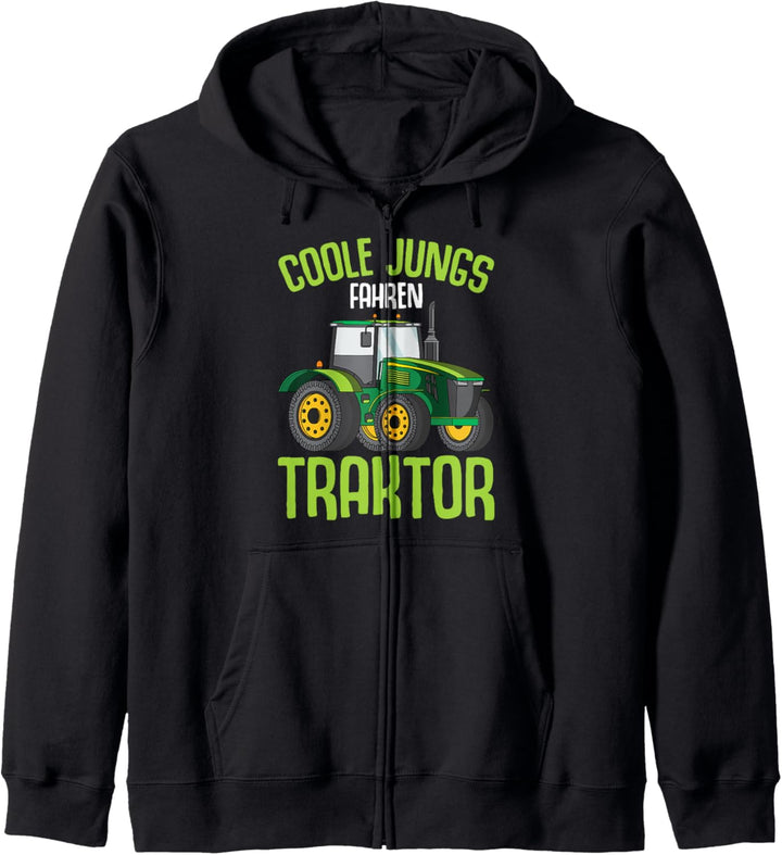 Coole Jungs fahren Traktor Trecker Kinder Junge Kapuzenjacke