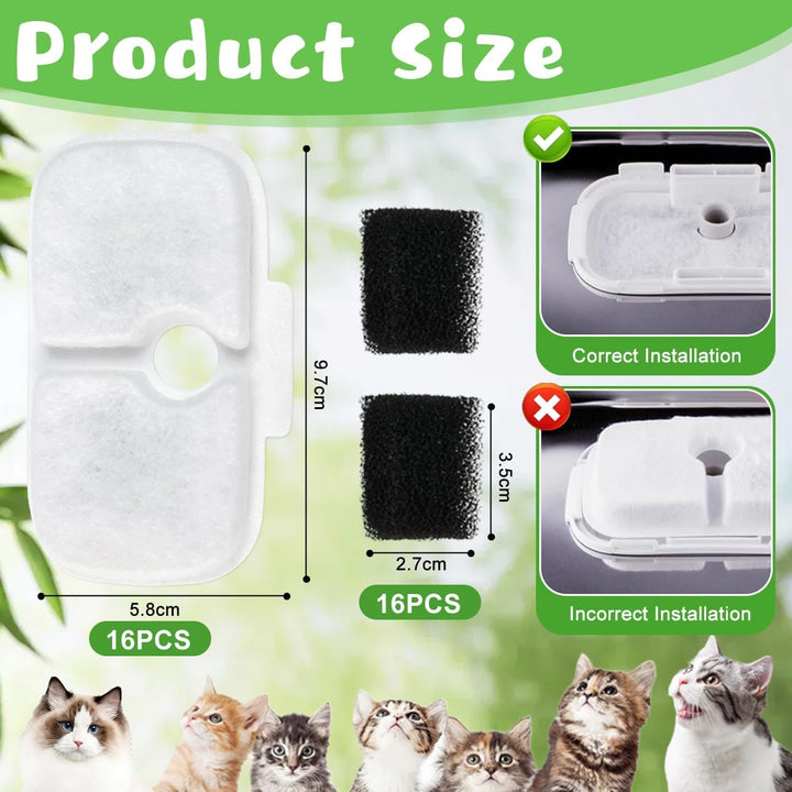 32 Stück Katzenbrunnen Filter, Katzen Trinkbrunnen Filter für für PETLIBRO Dockstream Tomxcute Katze