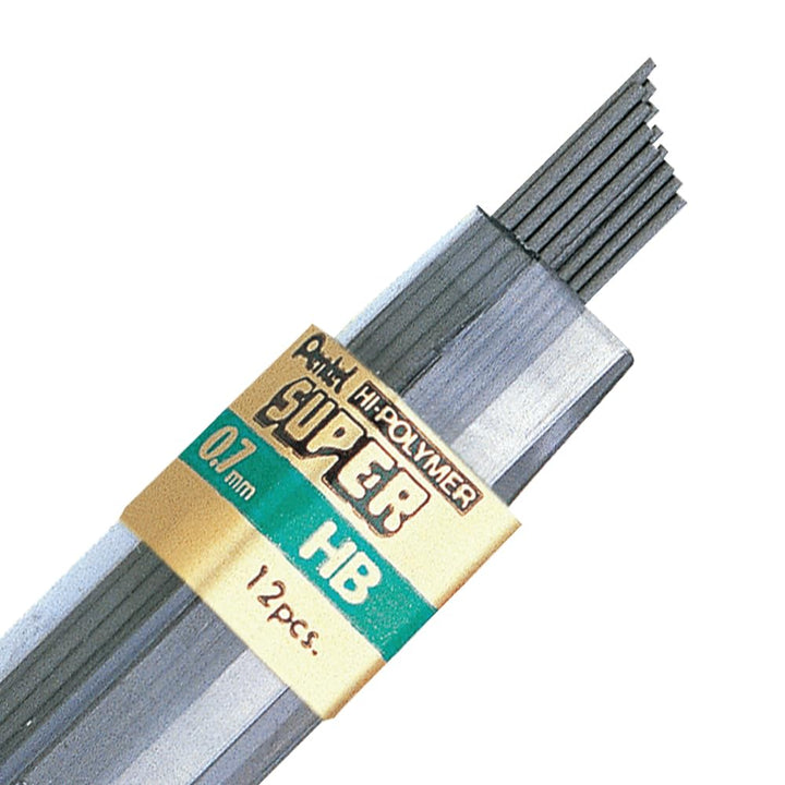 Pentel Super Hi-Polymer-Minen, 0,7 mm, HB, Medium, Schwarz, 12 Röhren Blei (50-HB)