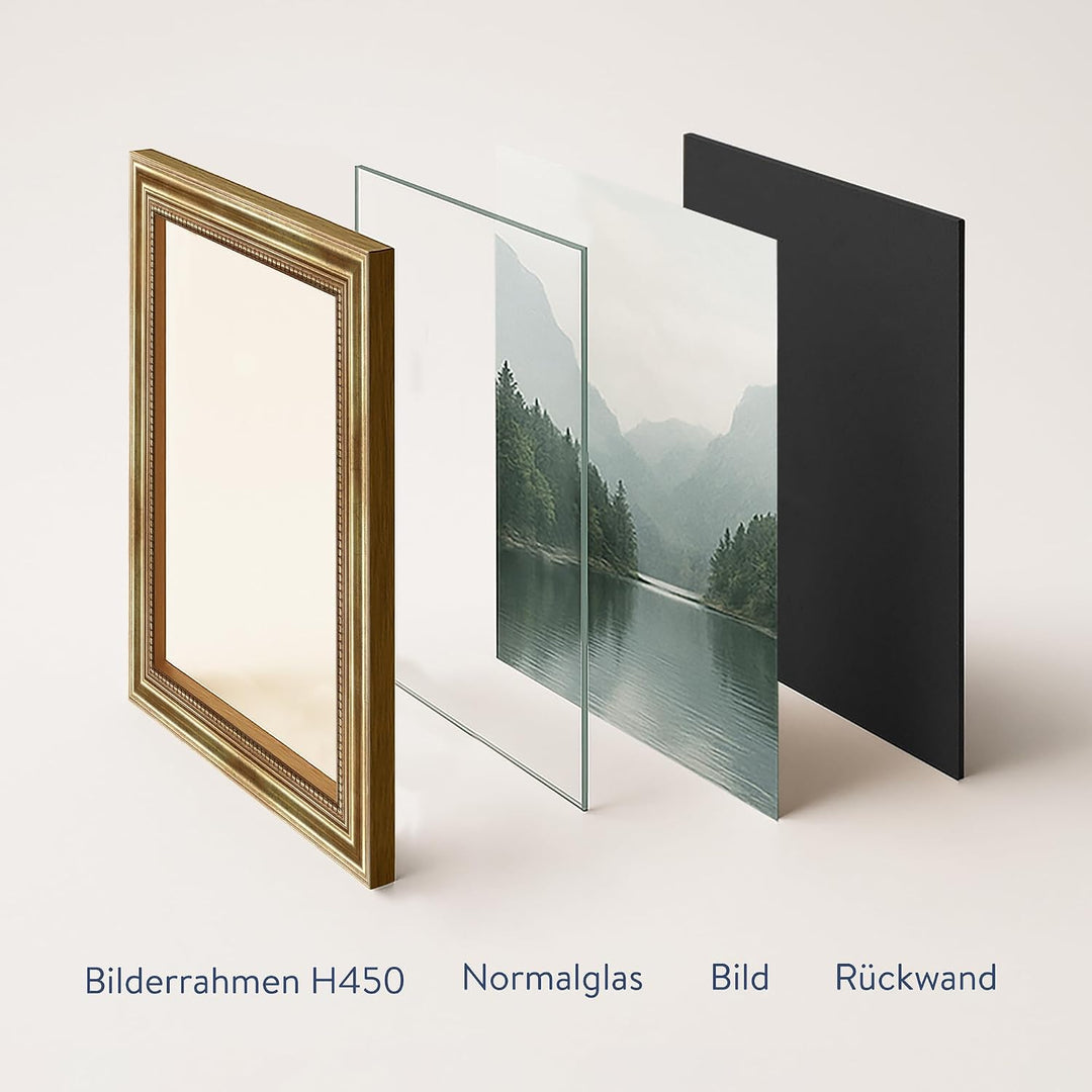 WANDStyle Bilderrahmen Antik 20x30cm I Farbe: Gold I Holzbilderrahmen I Fotorahmen I Goldener Barock