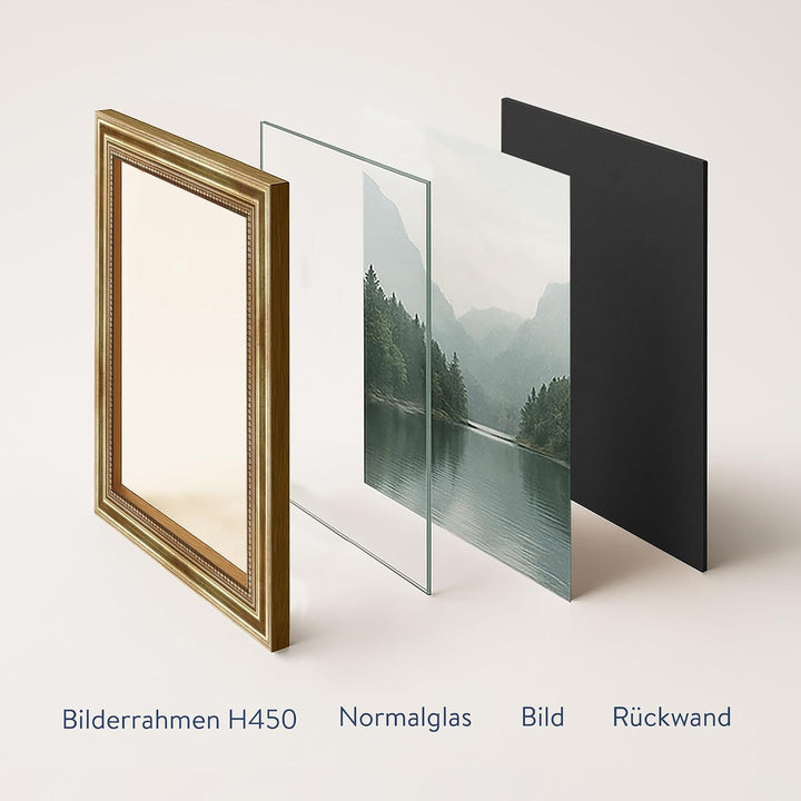 WANDStyle Bilderrahmen Antik 20x30cm I Farbe: Gold I Holzbilderrahmen I Fotorahmen I Goldener Barock