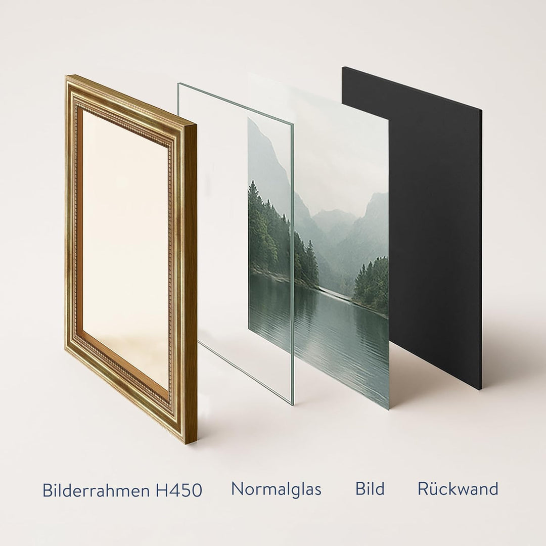 WANDStyle Bilderrahmen Antik 30x40cm I Farbe: Gold I Holzbilderrahmen I Fotorahmen I Goldener Barock