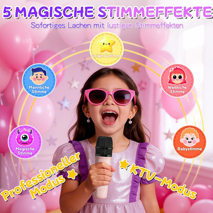 Karaoke Maschine Kinder, Mini Karaoke Maschine mit 2 Mikrofonen, Karaoke Kinder Mikrofon mit Stimmef