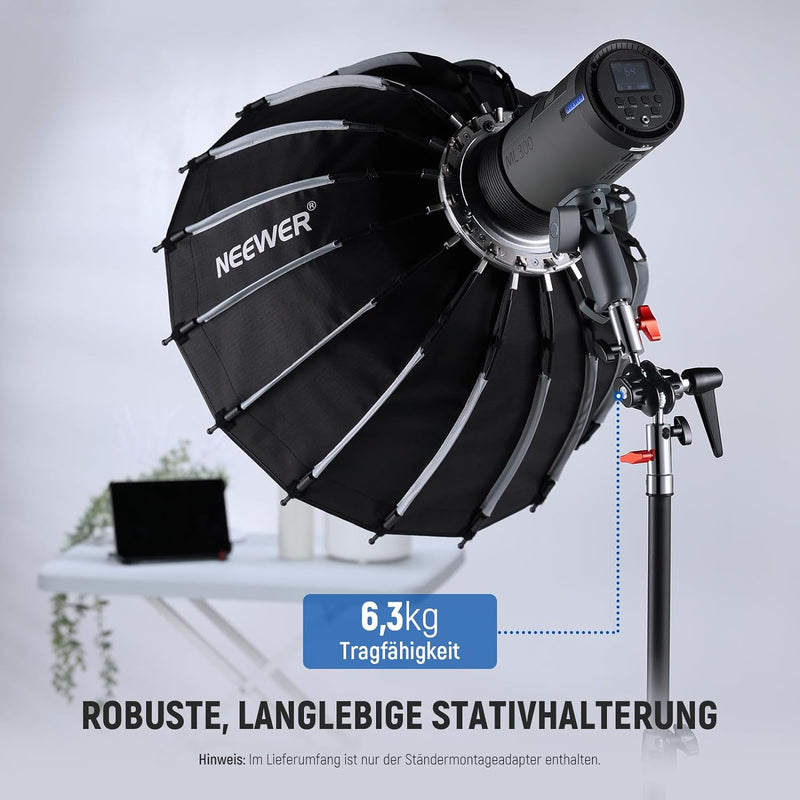 NEEWER Hochbelastbarer Stativkopfadapter mit Ganzmetall Doppeldrehkugelgelenk, Doppelte 5/8" Aufnahm