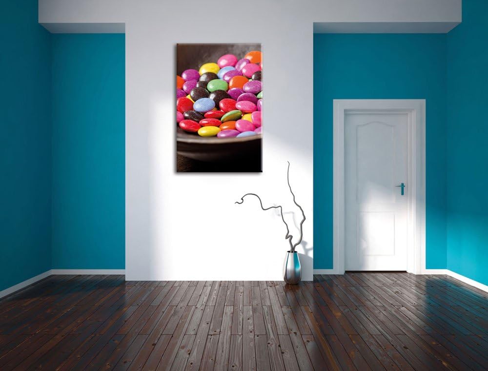 Pixxprint Schokolade Smarties Süssigkeiten als Leinwandbild/Grösse: 100x70 / Wandbild/Kunstdruck/fer
