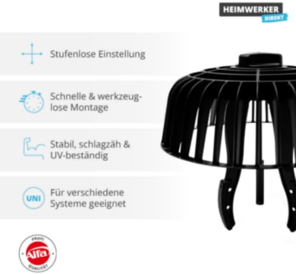 Alfa Kiesfangkorb Laubfangkorb Spannbereich von 70-200 mm individuell einstellbar - Keine Rohrversto