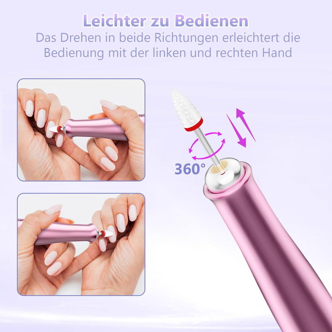 POFIBO Nagelfräser Kabellose 35000 U/Min Nagelfräser für Gelnägel - Professioneller Nail Drill für G