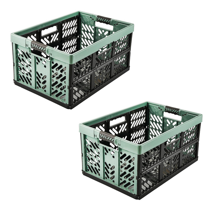 keeeper 2x Stabile Profi-Klappboxen mit Soft-Touch Griffen, 45 l, Ben, Nordic Green (Grün) Nordic Gr