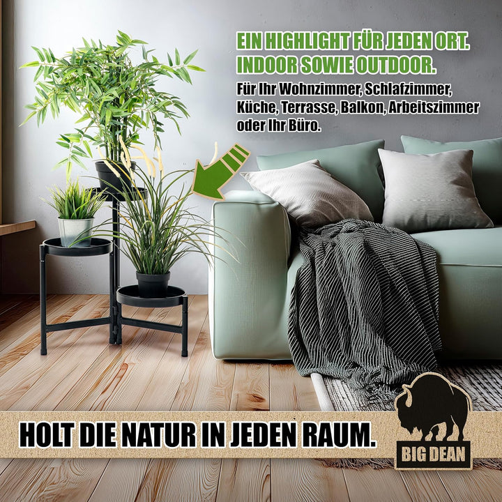 BigDean 3 Etagen Blumenständer klappbarer Pflanzenständer robuster Blumenständer Metall, 3 Etagen