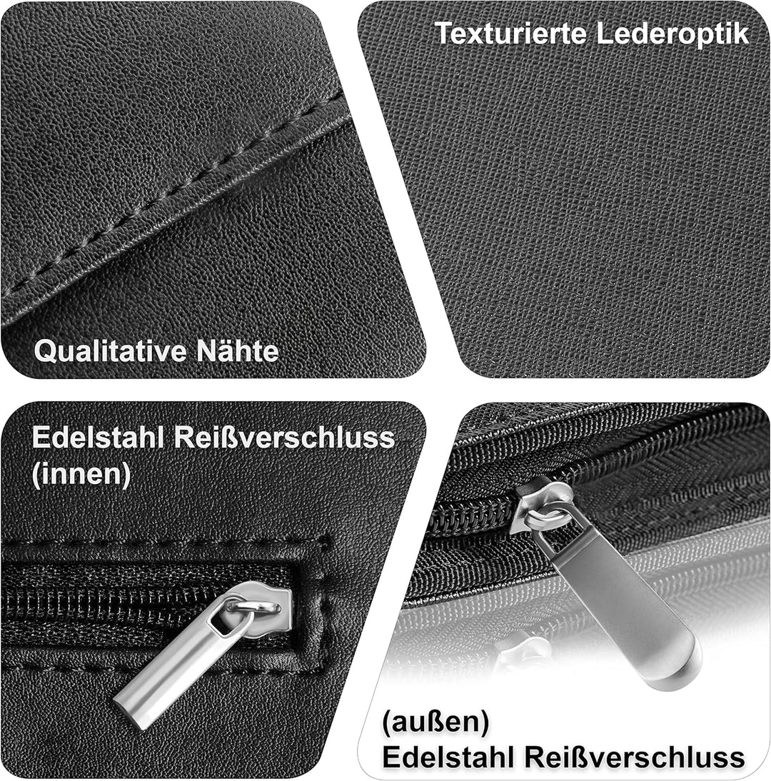 Royal Phoenix® Business Schreibmappe A4 'Hawk' - Hochwertige Ringbuchmappe mit Reissverschluss - ink