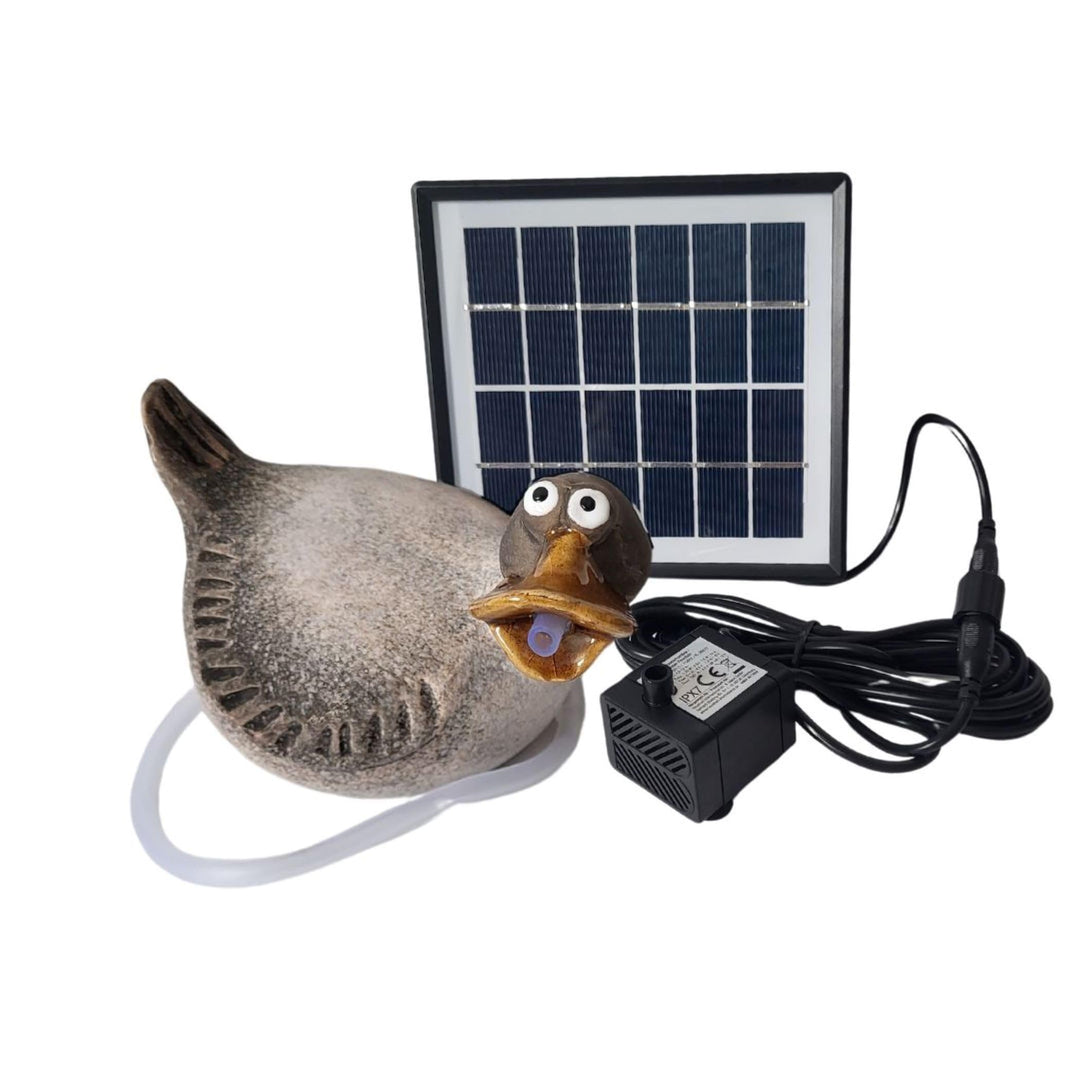 Storm's Gartenzaubereien Solar Wasserspeier Ente - Keramikfigur für Teiche und Miniteiche - 17cm x 1
