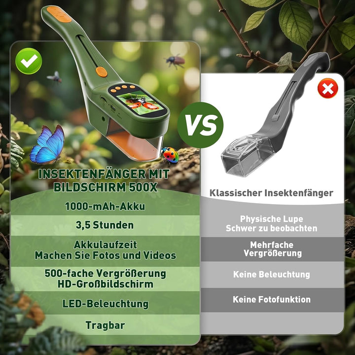 Entdecker Set für Kinder - Insektenfänger Spielzeug mit 500X Bildschirm, Insekten Beobachtungsbox, K