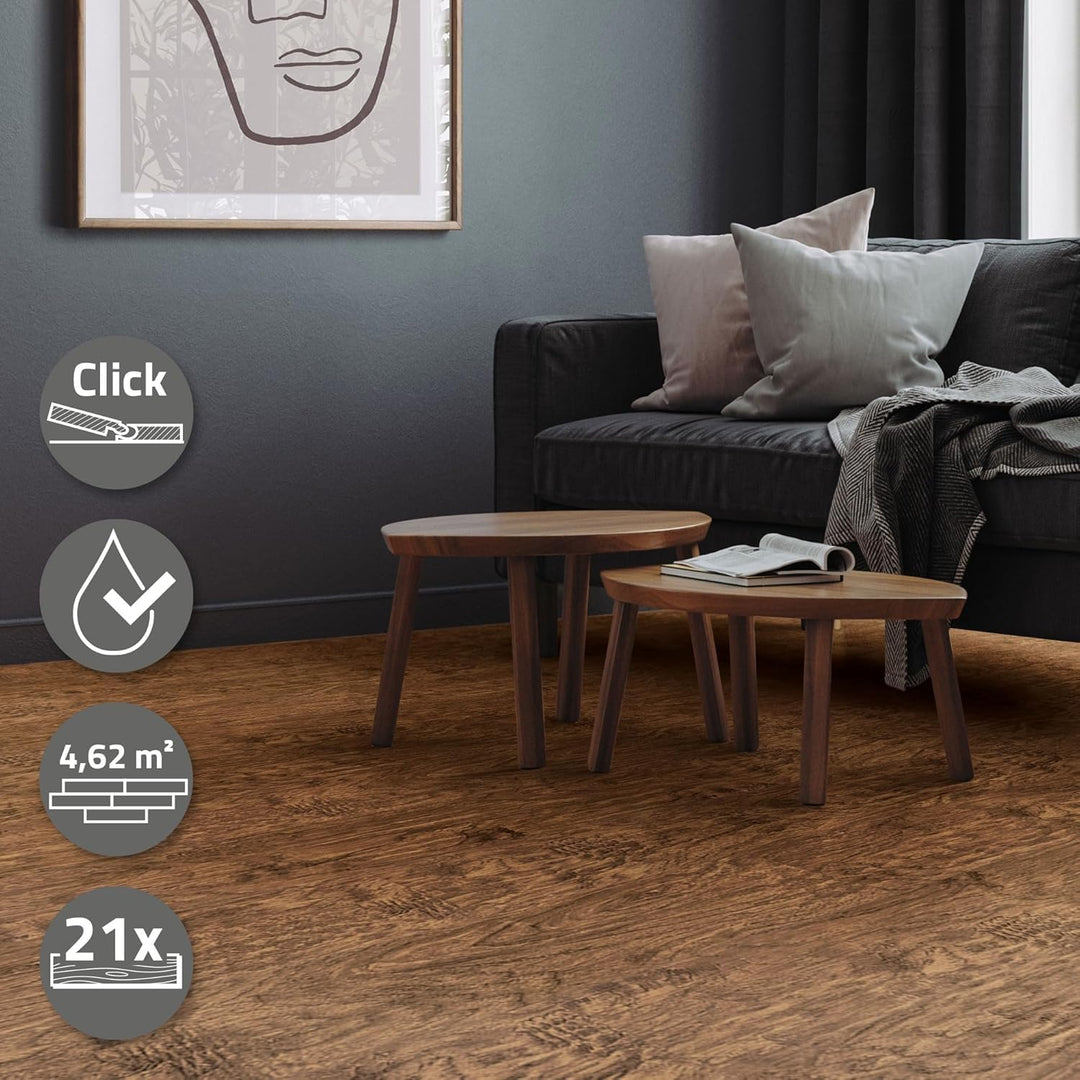 ML-Design Deluxe PVC Bodenbelag, Click Vinyl-Dielen, Vinylboden, 122 cm x 18 cm x 4,2 mm, Dicke 4,2