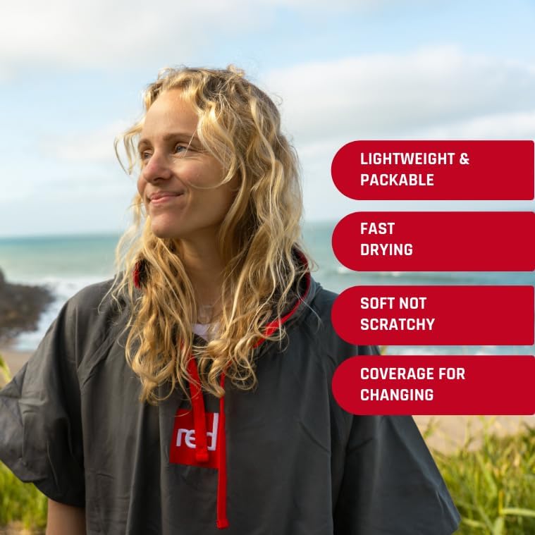 Red Original Unisex Microfibre Towel Changing Robe, Quick Drying Surf Poncho M Grau, M Grau