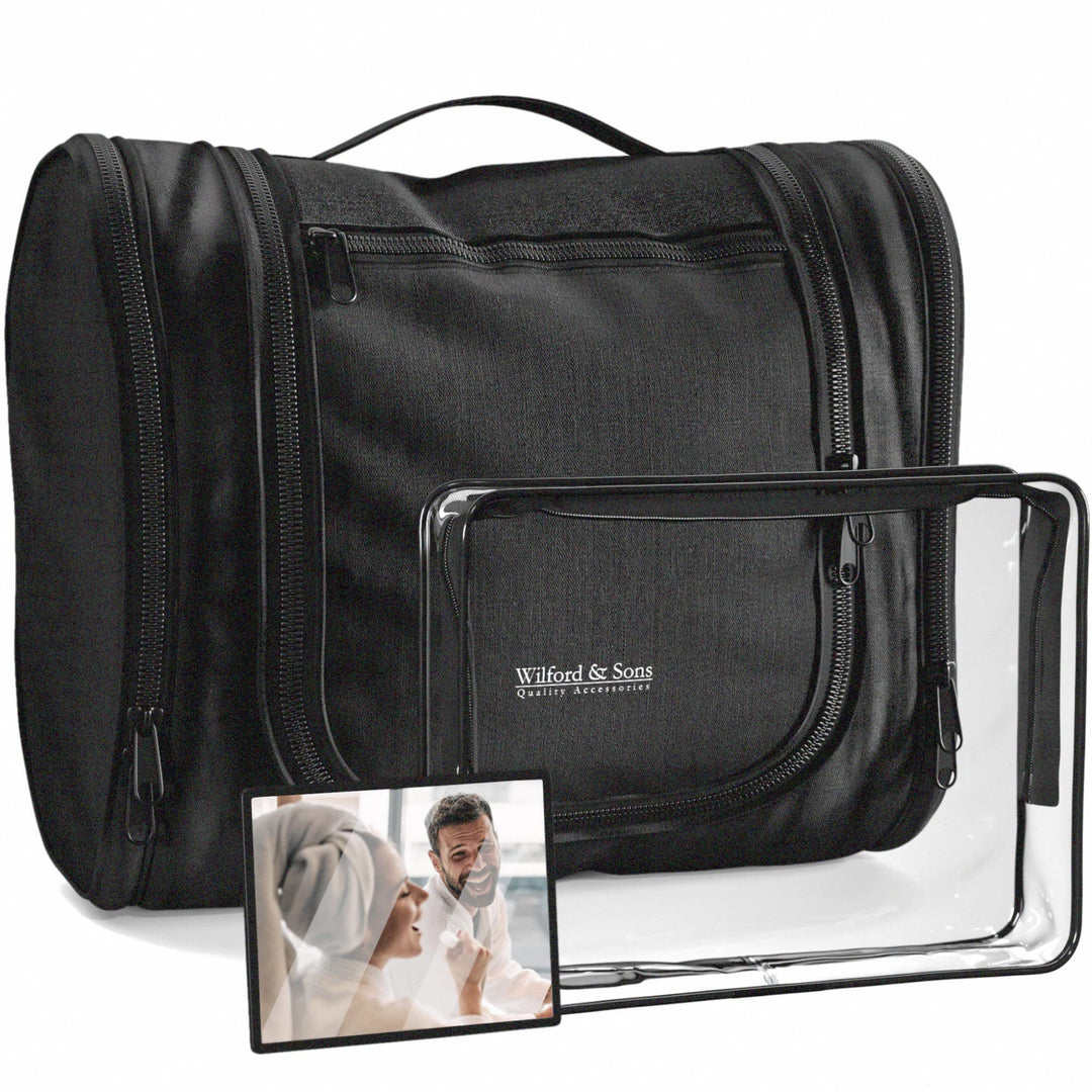 Kulturbeutel Kosmetiktasche zum Aufhängen mit transparenter Reise Tasche, Spiegel | XXL Kosmetik Kul