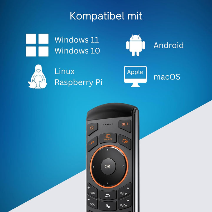 Orbsmart AM-1 kabellose Airmouse mit Deutscher Tastatur/Gyro-Funktion/Infrarot Learning-Funktion - i