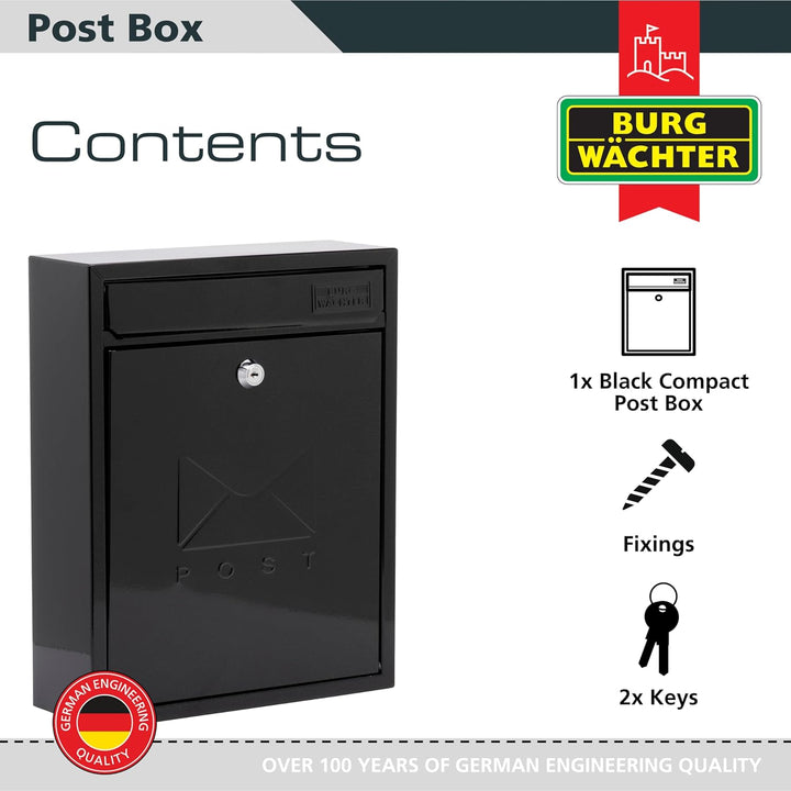 Sterling MB05 Kompakter Briefkasten, Weiss 26x33x9cm Kompakt Schwarz, 26x33x9cm Kompakt Schwarz