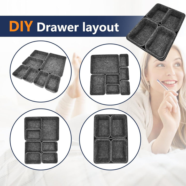 Praktisches Schubladen Organizer Filz - 14er-Set, Waschbare Filz Organizer für Schminktisch für Selb