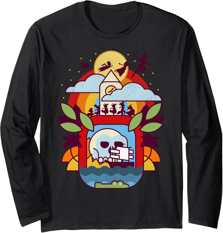 Disney Peter Pan Geometric Neverland Portrait Langarmshirt