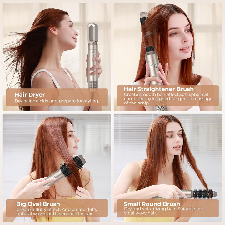 6 in 1 Hairstyler 1000w Rundbürstenföhn Haartrockner,Airstyler Lockenstab mit Luft, 3 Temperaturrege