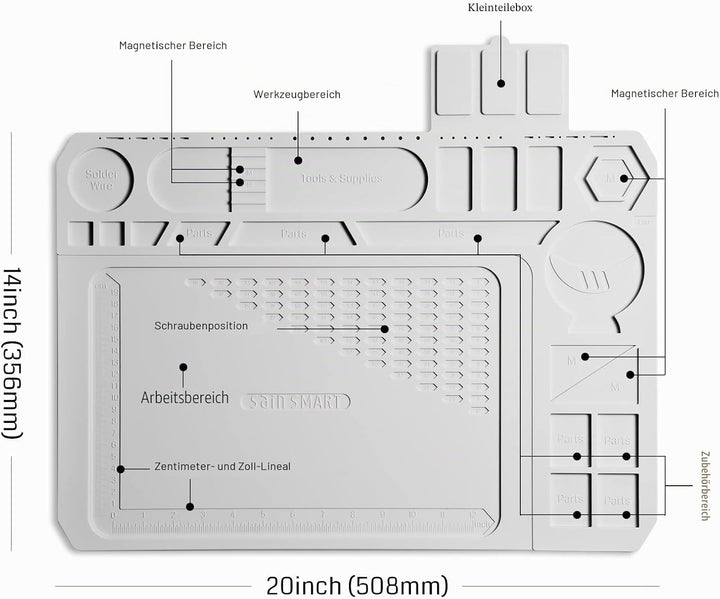 SainSmart 50,8 x 35,6 cm grosse Silikon-Lötmatte, 500 °C, hitzebeständig, ESD-sichere Matte mit Hand