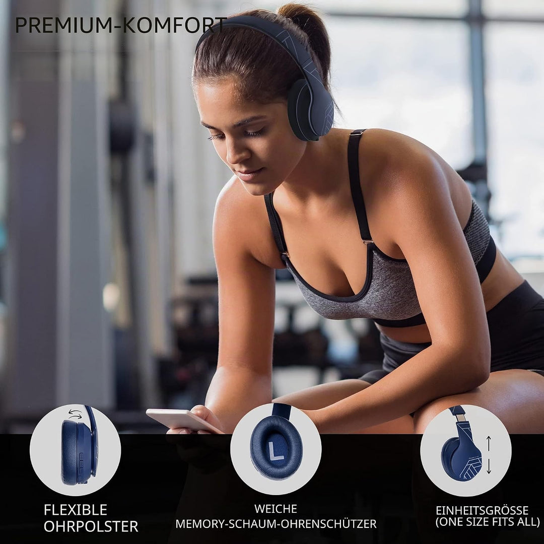 PowerLocus P6 Bluetooth Kopfhörer Over Ear, Over Ear Kopfhörer Kabellos mit Super Bass, 40Std. Spiel