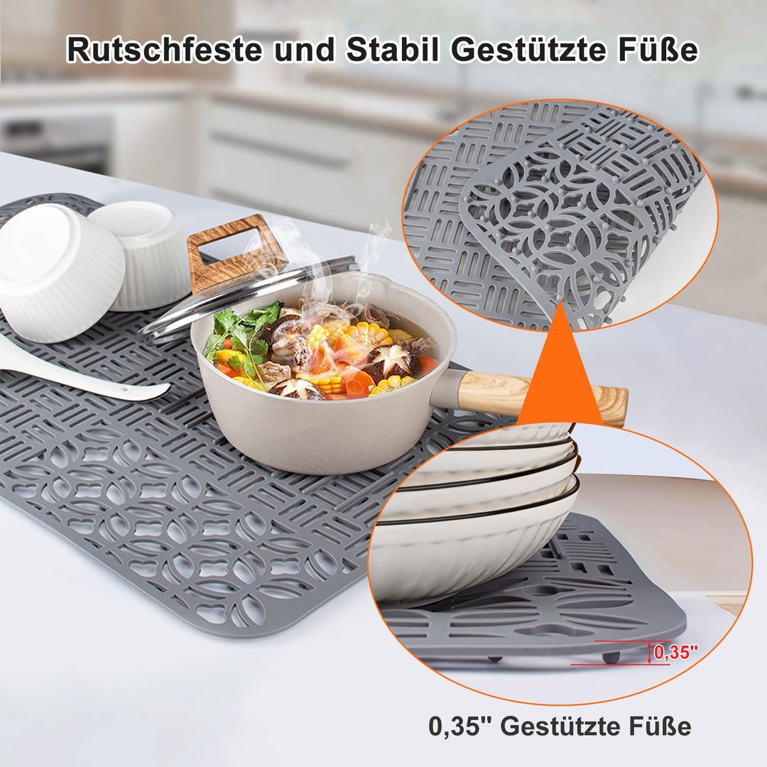 Silikon Spülbeckenmatte, Spülbeckeneinlage zuschneidbar 66 x 35cm, Spülbeckenschutz Zusammenklappbar