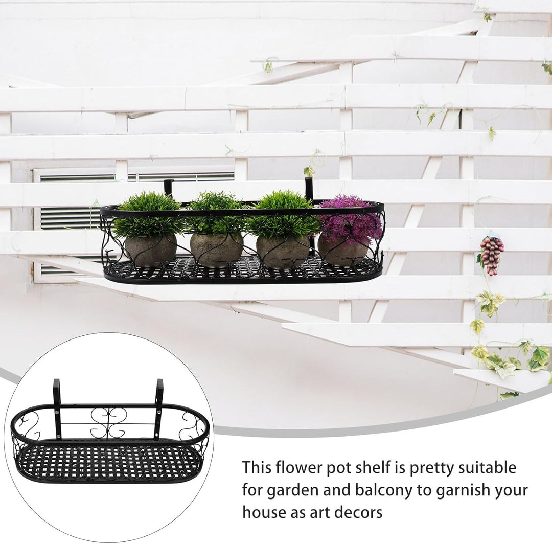 Balkon Hängender Blumentopfhalter aus Eisen Pflanzenregal Geländer Pflanzentopfständer für Garten Ba