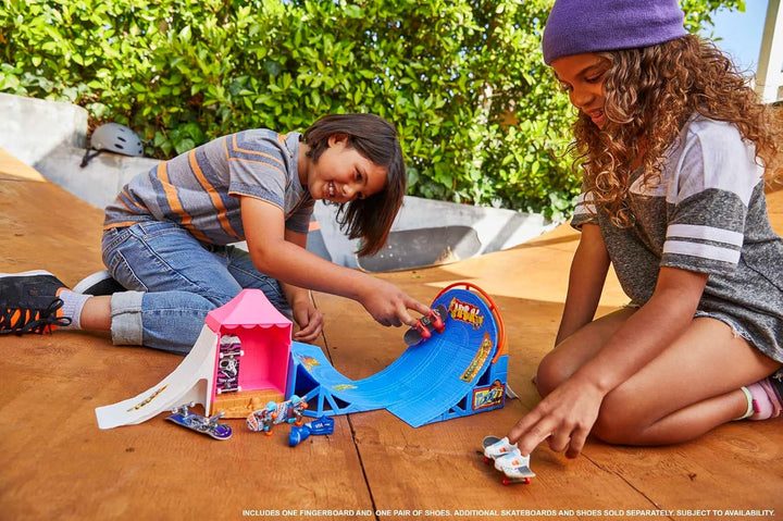 HOT Wheels Skate Vergnügungspark Skateset - Fingerboard & Skateschuhe, mit 360-Grad-Action, Stunt-Hi