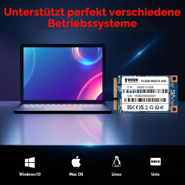 YUCUN MSATA III Interne Solid State Drive 512GB SSD, 512GB