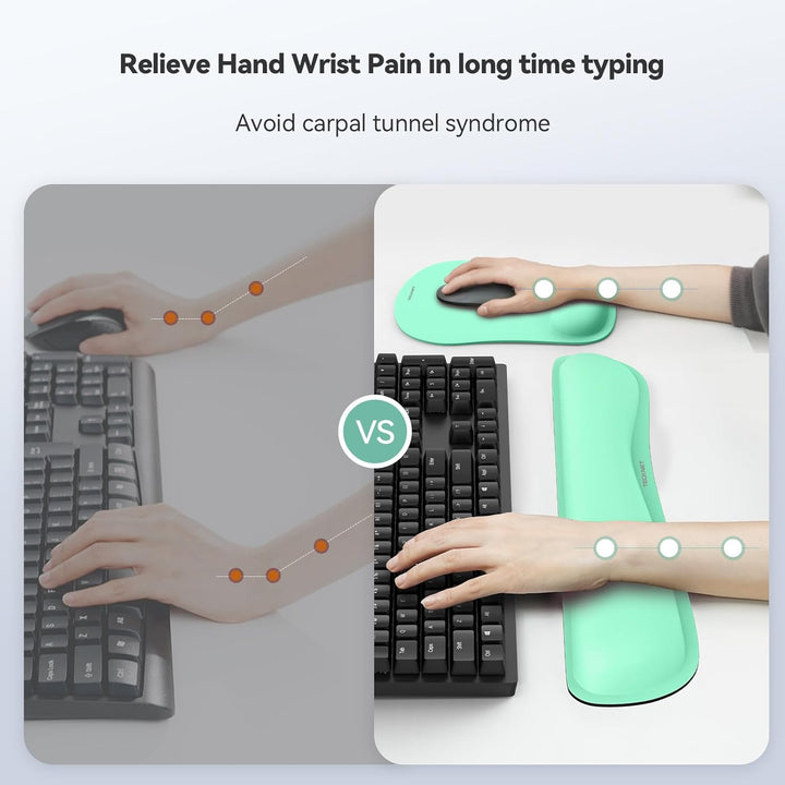 TECKNET Mauspad mit Handauflage, Gelkissen Mousepad und Ergonomische Memory Foam Tastatur Handgelenk