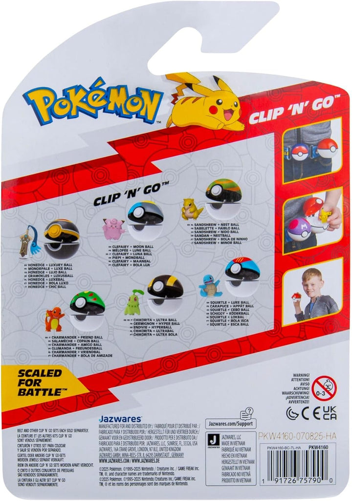 Pokémon PKW4160 - Clip ‘N’ Go Endivie und Ultraball – inkl. 5 cm Spielfigur und Pokéball, offizielle