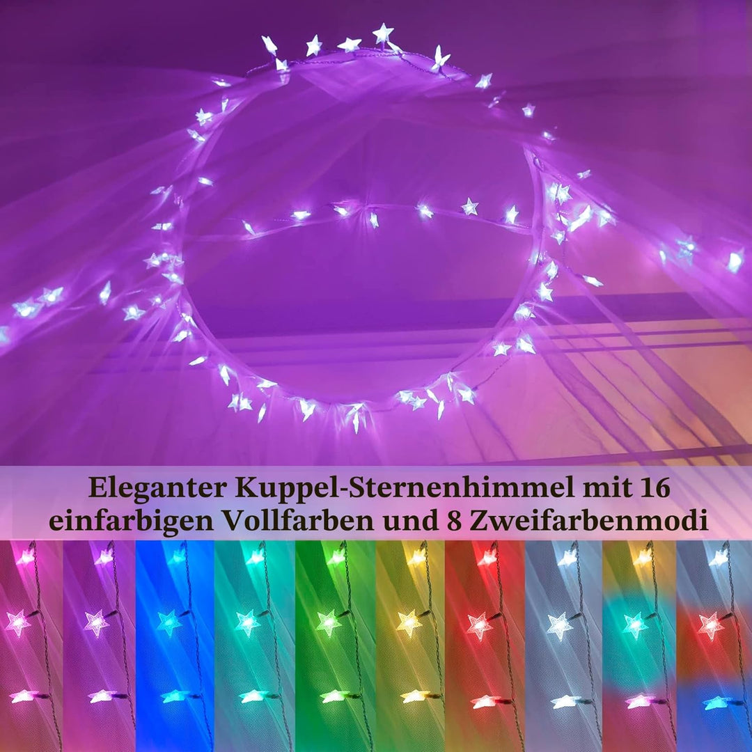 Betthimmel mit Beleuchtung (Rosa Kuppel-Farbwechsellicht, 60 x 250 cm) Rosa Kuppel-Farbwechsellicht