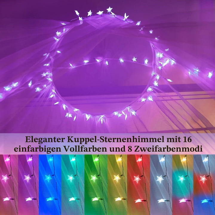 Betthimmel mit Beleuchtung (Rosa Kuppel-Farbwechsellicht, 60 x 250 cm) Rosa Kuppel-Farbwechsellicht