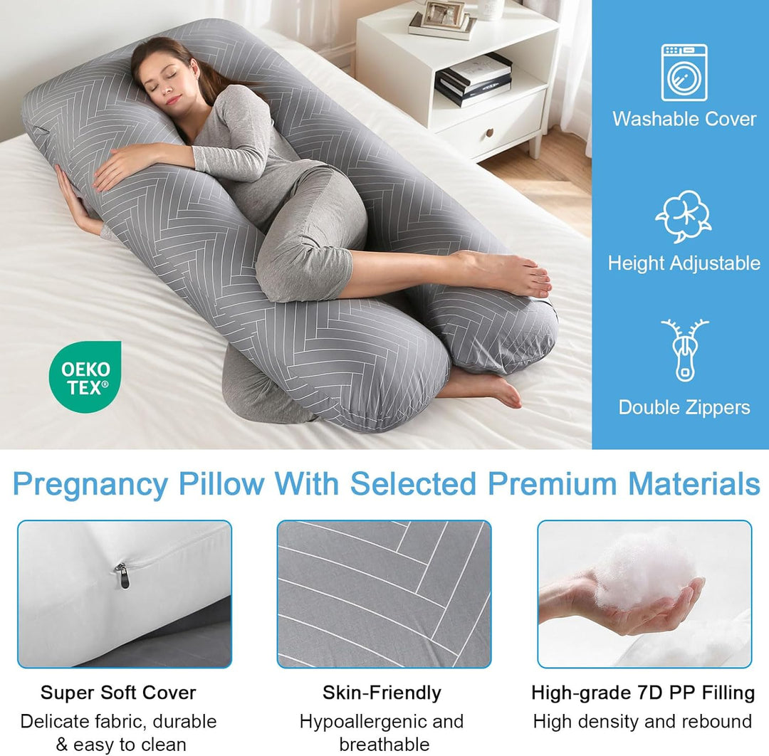 Körperkissen mit bezug, Seitenschläferkissen, U-förmiges Body Pillow, Stützkissen, Schwangerschaftsk