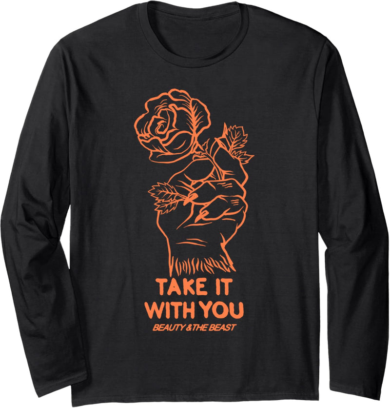 Disney Beauty And The Beast Rose Take It With You Text Langarmshirt