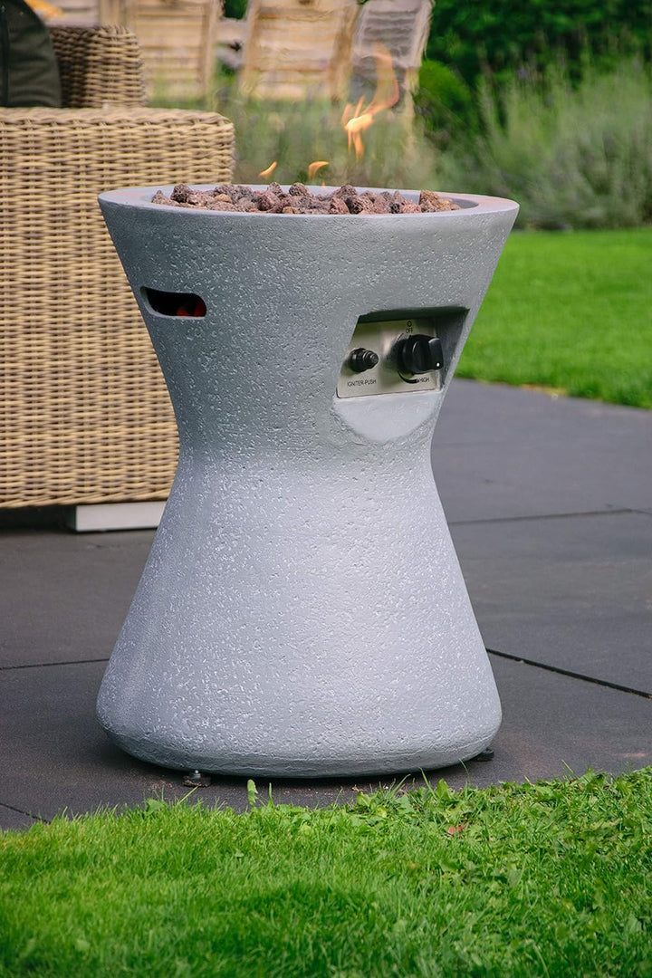 dobar® 35439e Lava-Ofen "Conico" - Gaskamin Outdoor aus Magnesia - Gasfeuerstelle mit Lavasteinen -