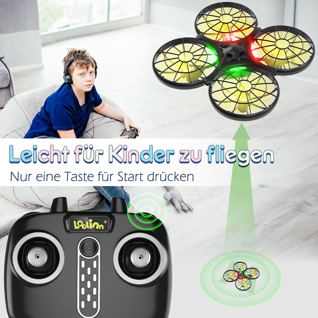 Loolinn | Drohne für Kinder - Mini Drohne, RC Quadrocopter mit Antikollisionstechnologie / 360° Flip