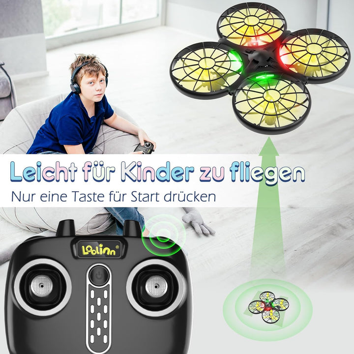 Loolinn | Drohne für Kinder - Mini Drohne, RC Quadrocopter mit Antikollisionstechnologie / 360° Flip