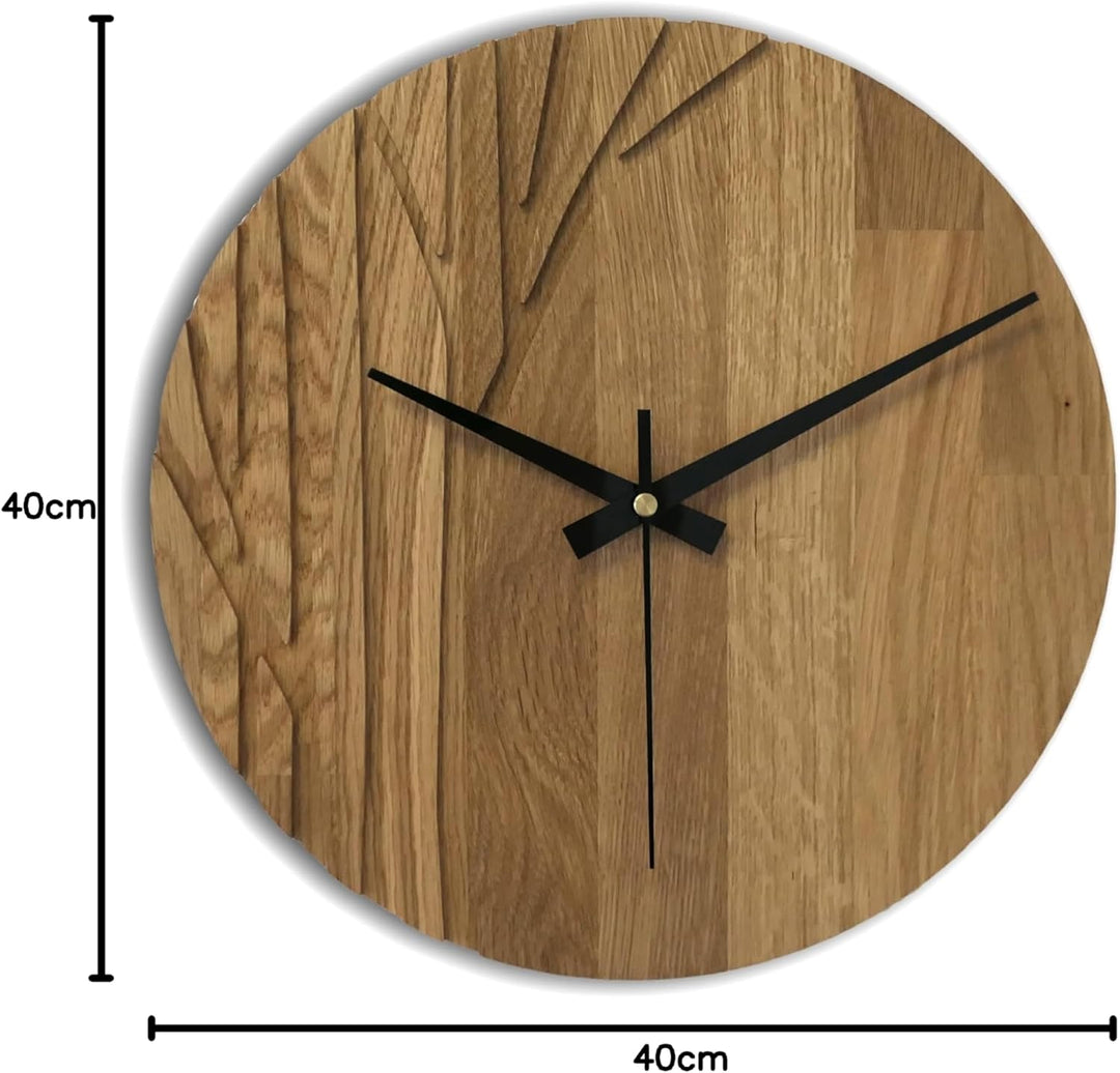 SENTOP Wanduhr aus Holz, Wanduhr aus Eiche, Moderne Wanduhr, Heimdekoration, Wanduhr aus echtem Eich