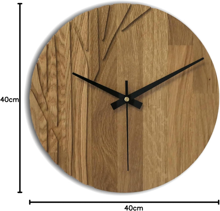 SENTOP Wanduhr aus Holz, Wanduhr aus Eiche, Moderne Wanduhr, Heimdekoration, Wanduhr aus echtem Eich