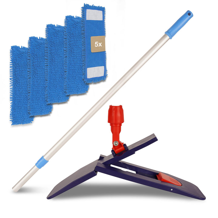 G.I.V. Bodenwischer Set 50cm Klapphalter mit Trittmechanik & Magnetverschluss + Teleskopstiel auszie