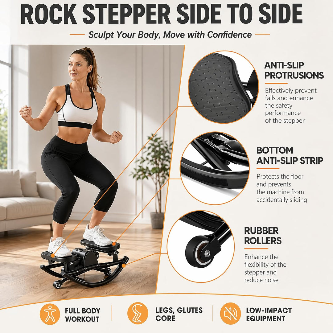 Seitwärts-Stepper, Rock Stepper für das Training zu Hause, Fitness-Stepper mit Widerstandsbändern un