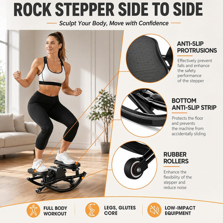 Seitwärts-Stepper, Rock Stepper für das Training zu Hause, Fitness-Stepper mit Widerstandsbändern un